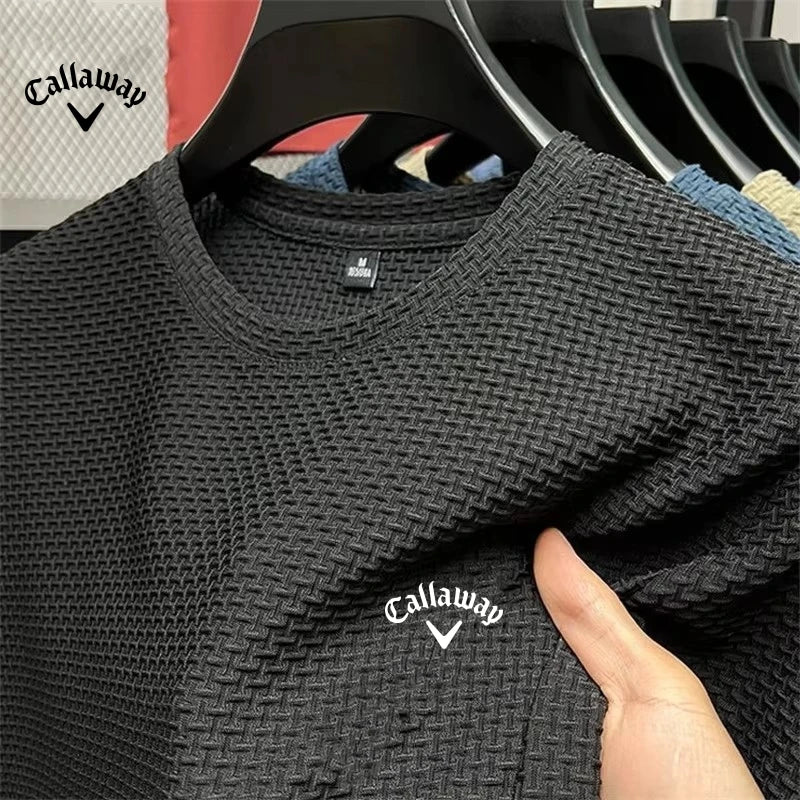 Callaway Ice Cool Hollow Silk Lapel Knitted Tee