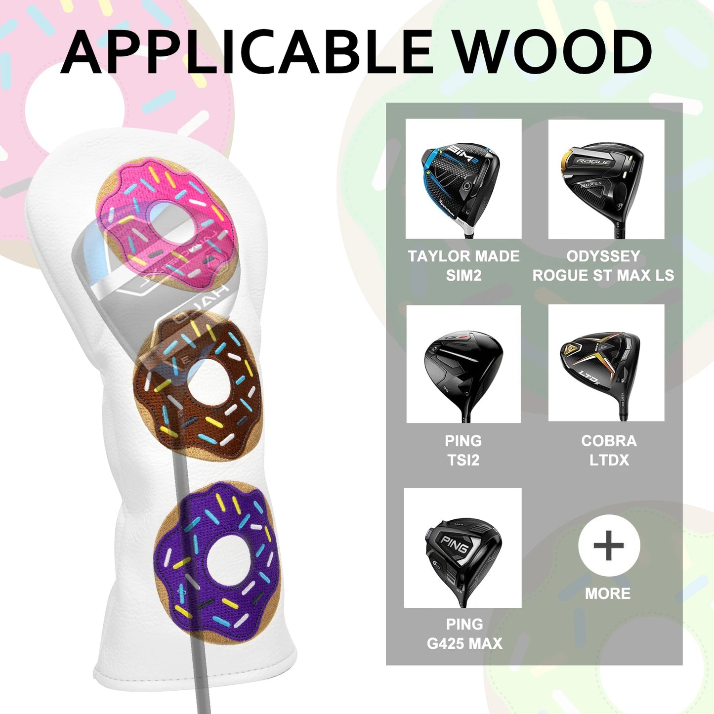 Colourful Donut Leather Head Covers