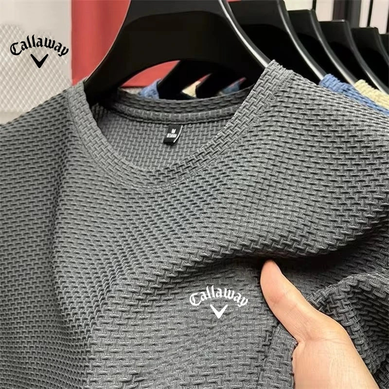Callaway Ice Cool Hollow Silk Lapel Knitted Tee