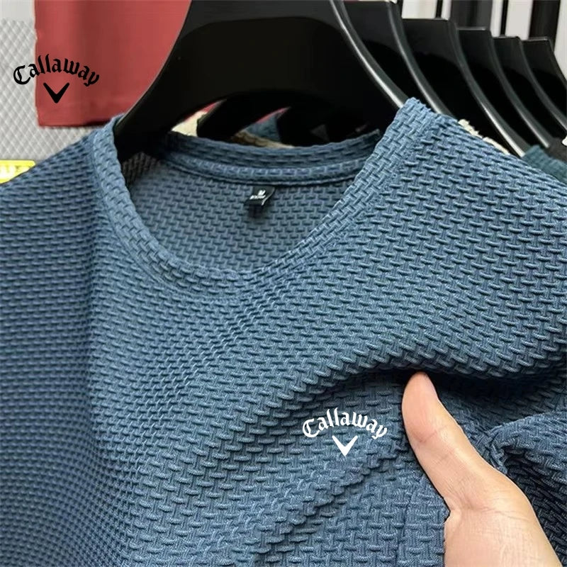 Callaway Ice Cool Hollow Silk Lapel Knitted Tee