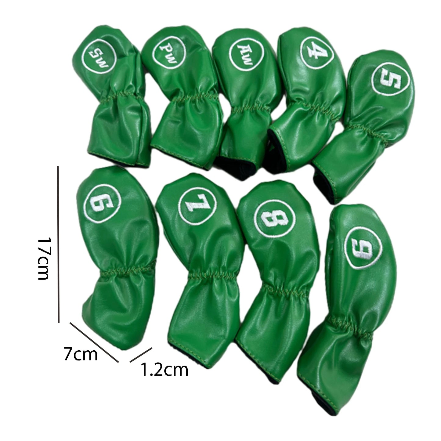 9-Piece Leather Iron Head Covers (Green/Brown/White)