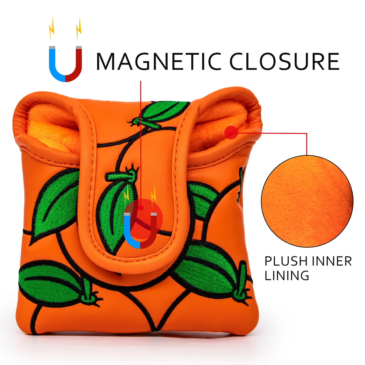Orange Leather Putter Cover (Blade & Mallet)