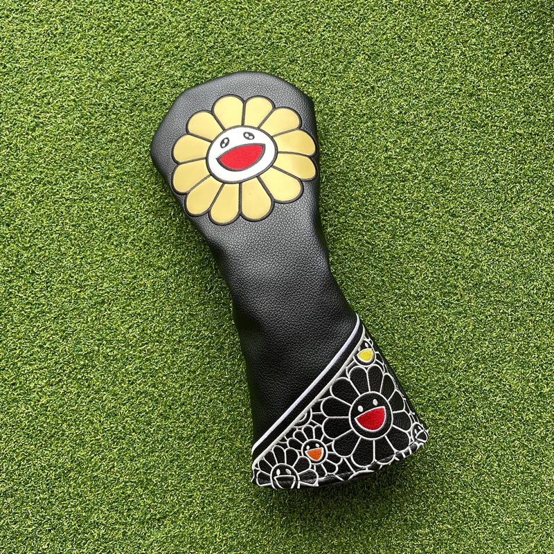 Happy Sunflower Head Covers (Black, White & Purple)