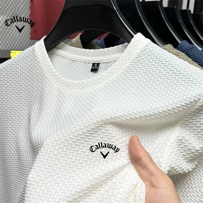 Callaway Ice Cool Hollow Silk Lapel Knitted Tee
