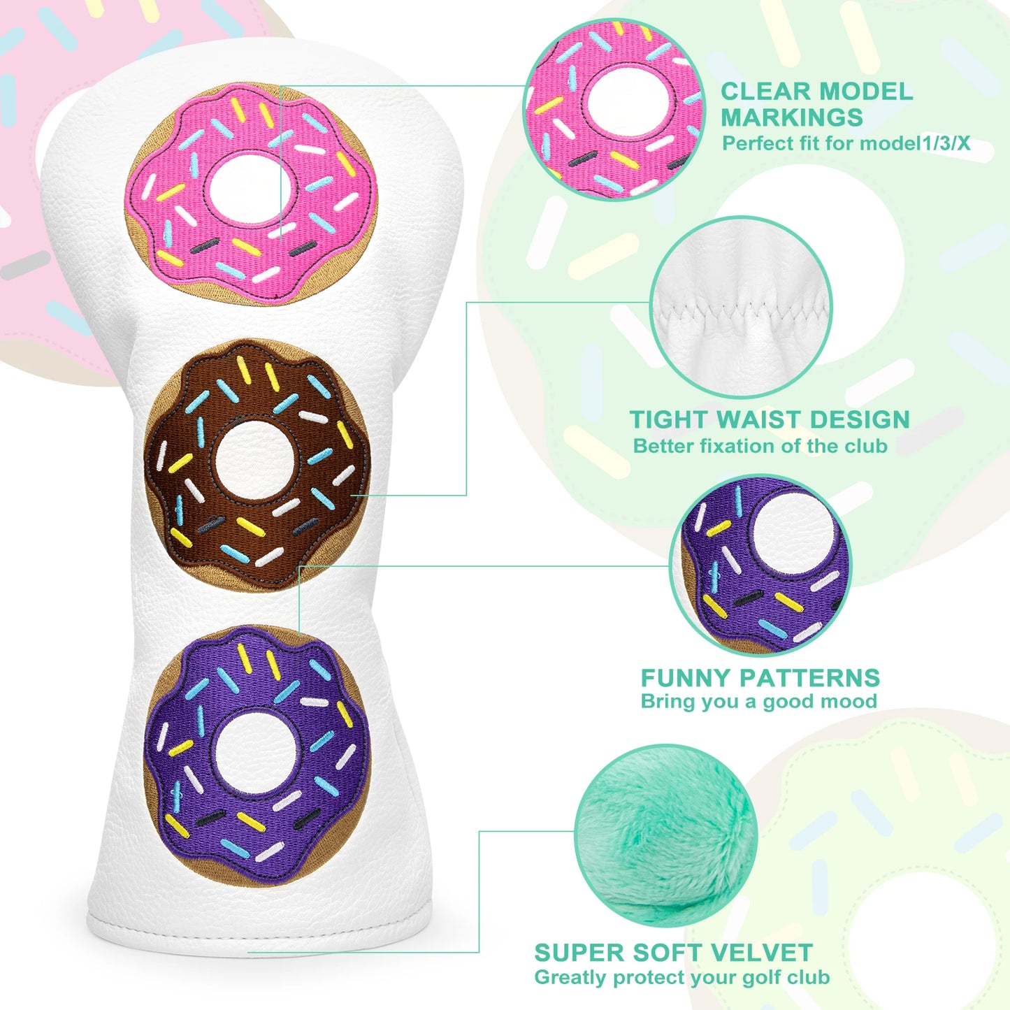 Colourful Donut Leather Head Covers