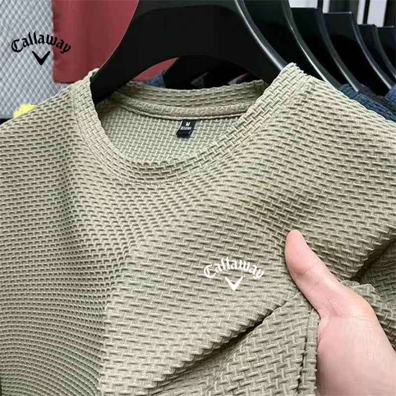 Callaway Ice Cool Hollow Silk Lapel Knitted Tee