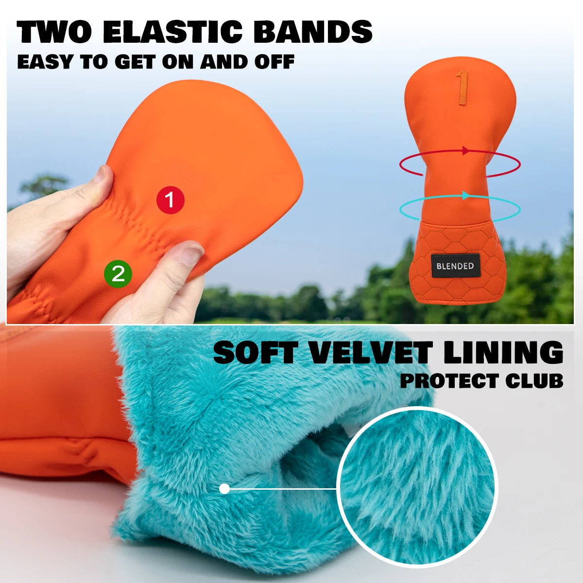 Orange Premium Leather Head Cover