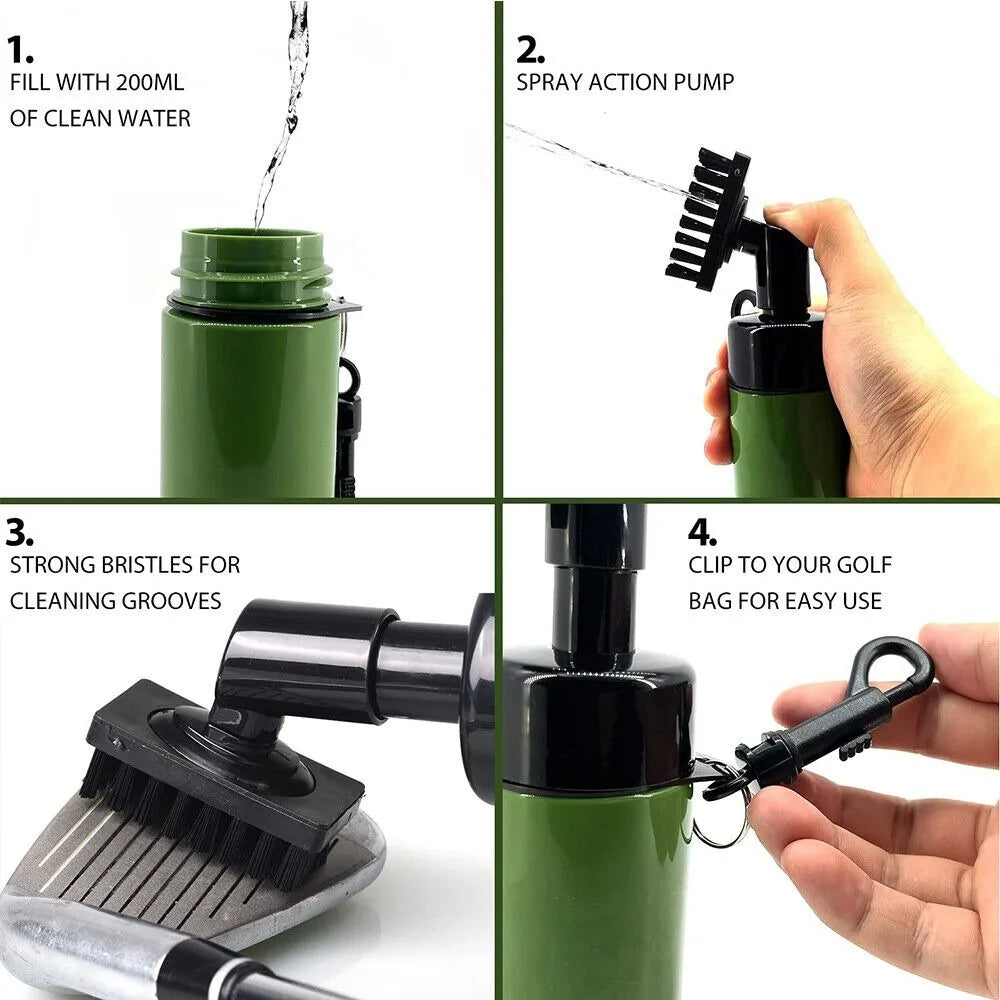 Golf Club Groove Cleaner Brush With Leakproof Spray Bottle