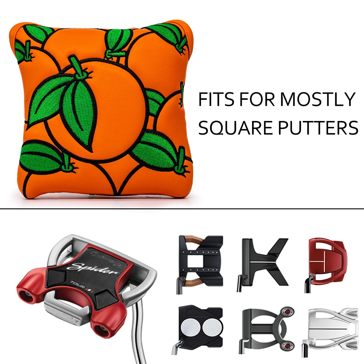 Orange Leather Putter Cover (Blade & Mallet)