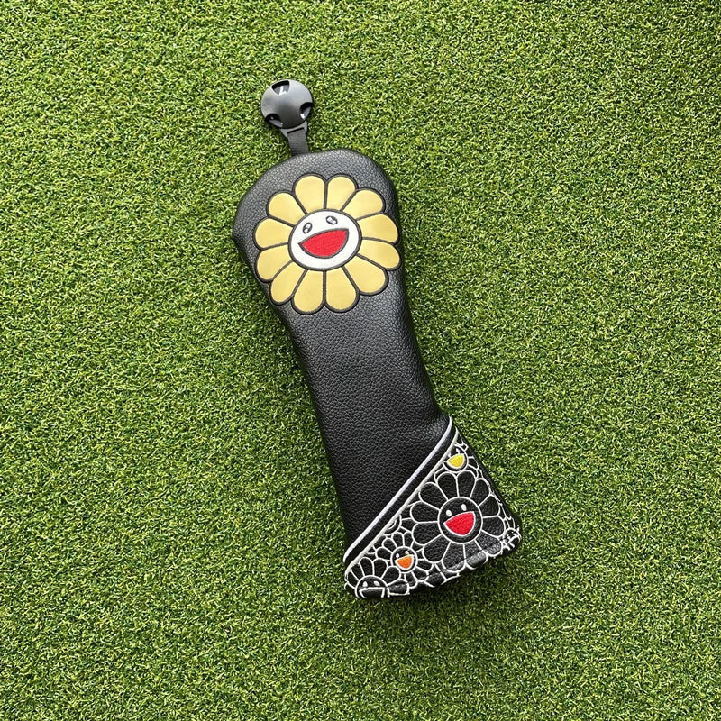 Happy Sunflower Head Covers (Black, White & Purple)