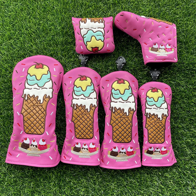 Ice Cream "Sundae" Head Covers (Pink & White)