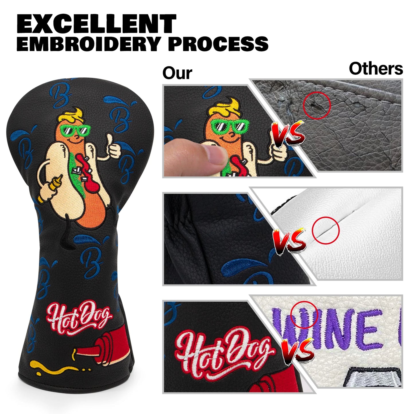 Hot Dog Head Covers (Black)