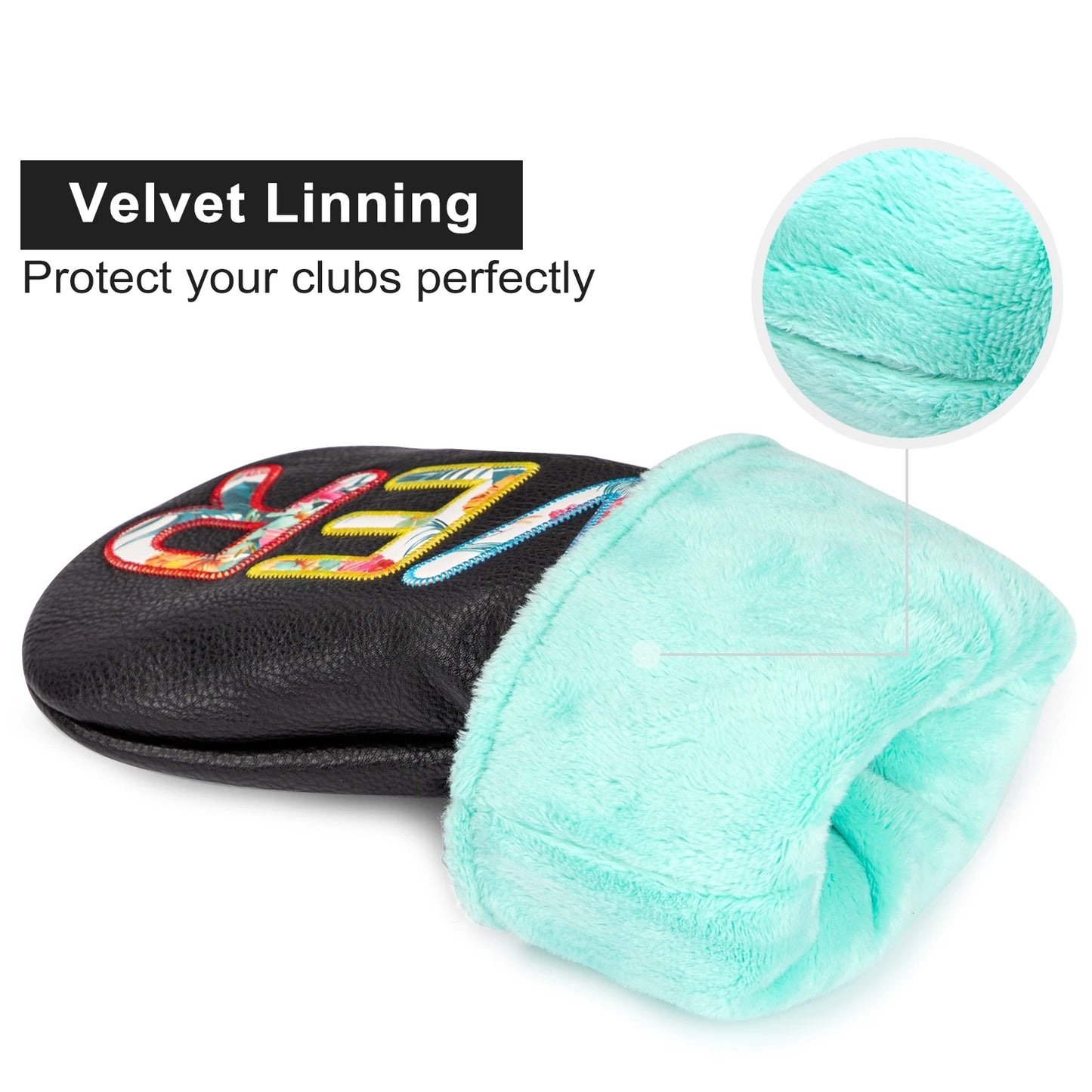Black Colourful Premium Leather Head Covers