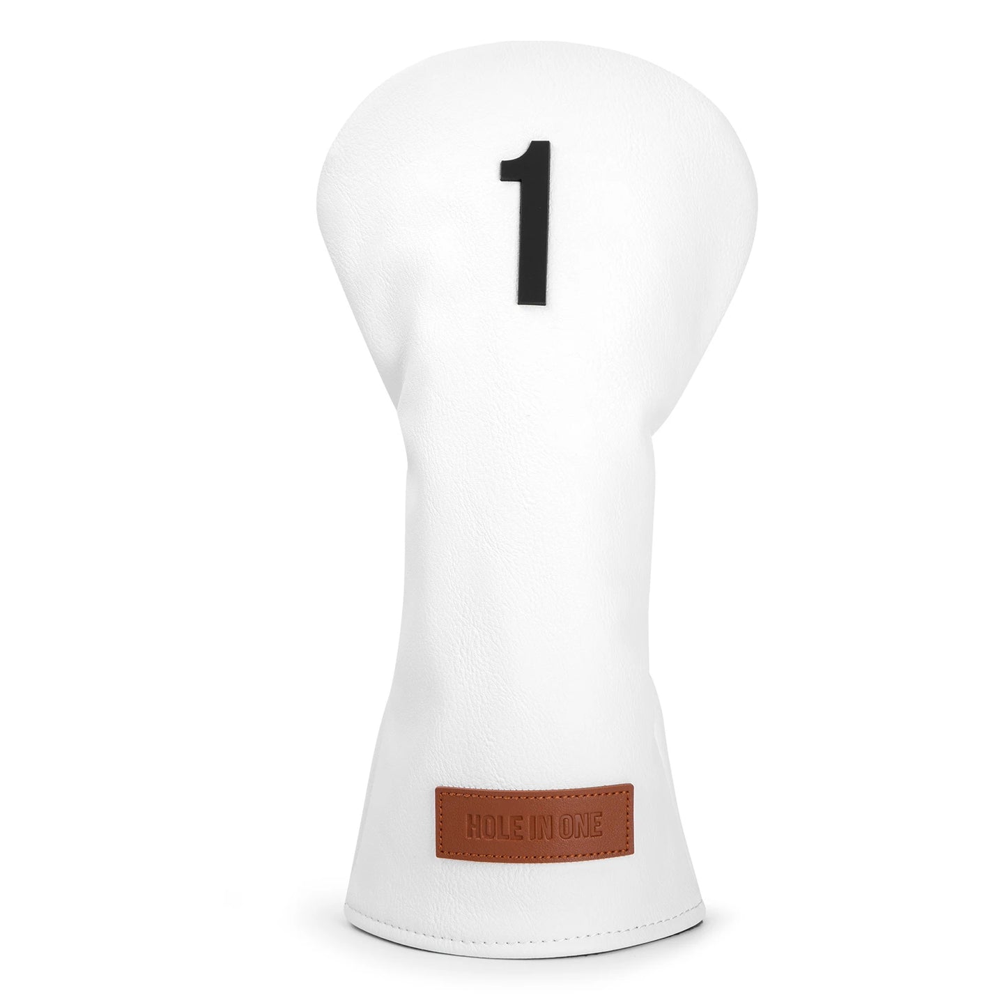 "Hole in One" White Premium Leather Golf Head Covers