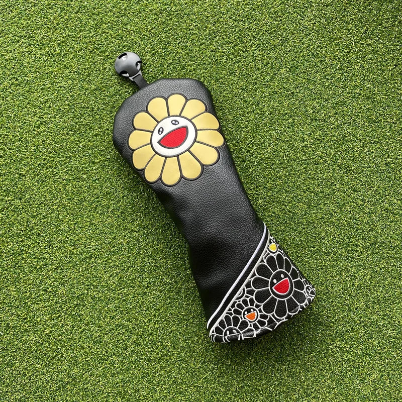 Happy Sunflower Head Covers (Black, White & Purple)