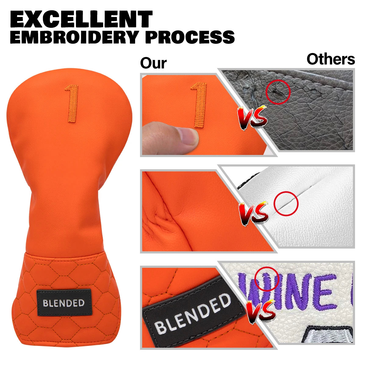 Orange Premium Leather Head Cover