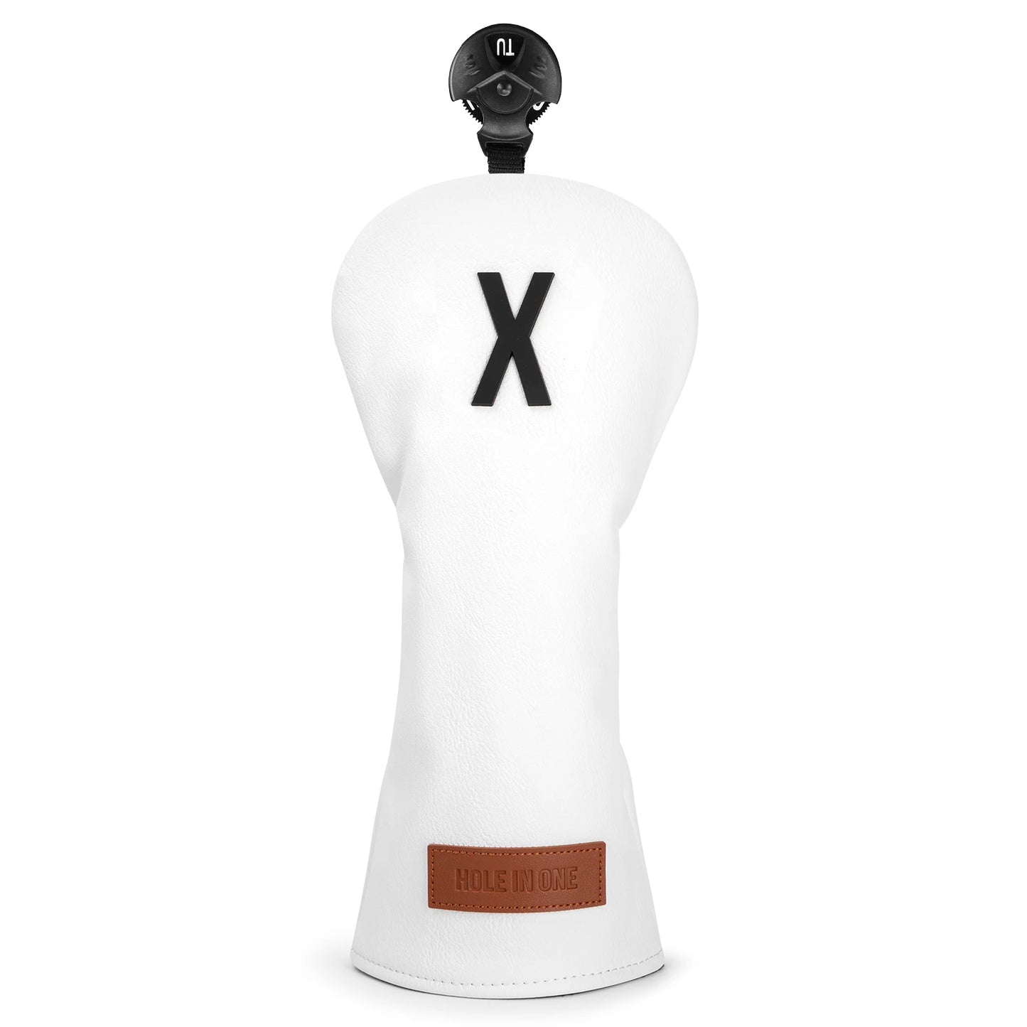 "Hole in One" White Premium Leather Golf Head Covers