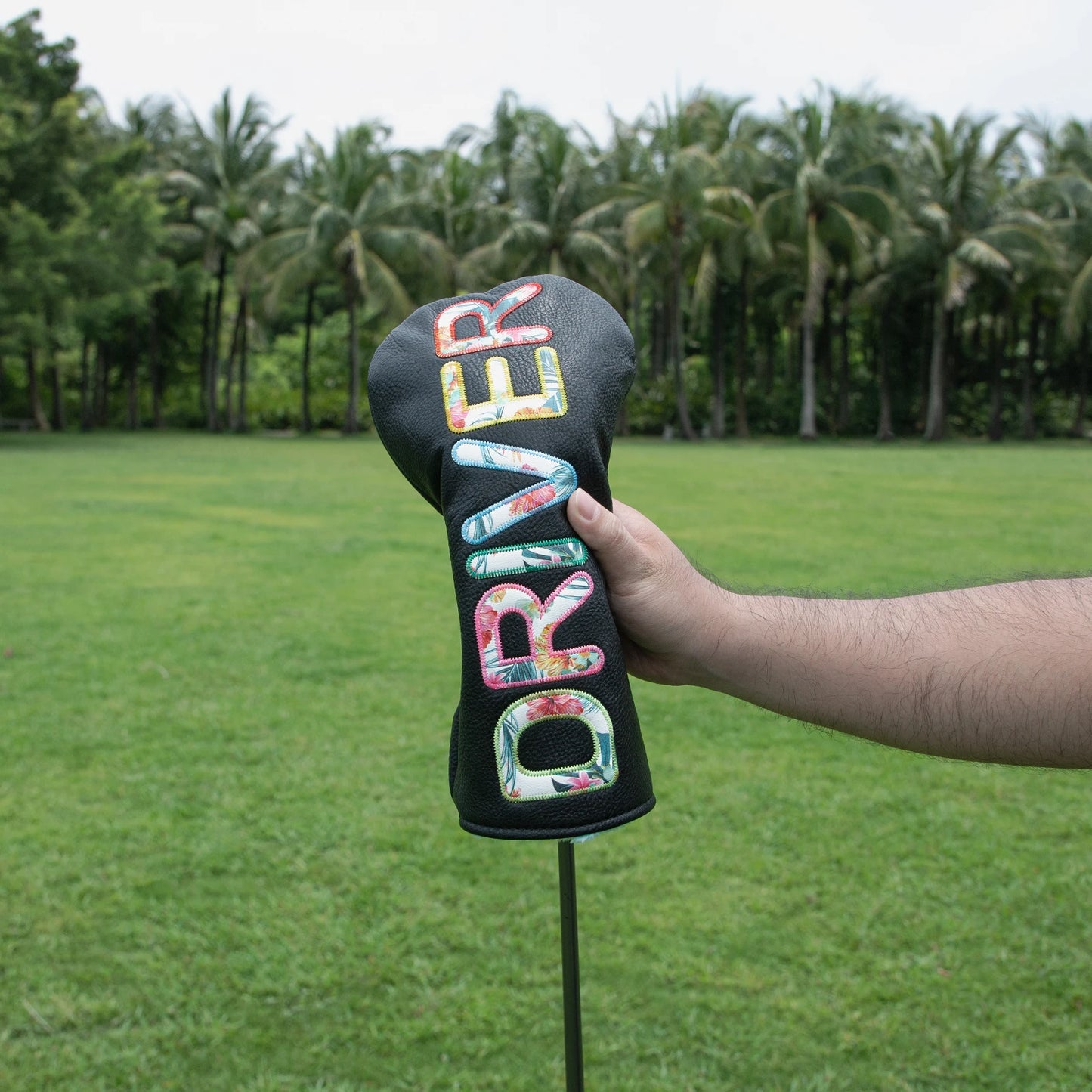 Black Colourful Premium Leather Head Covers
