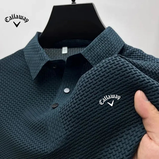 Callaway Ice Cool Hollow Silk Lapel Knitted Polo