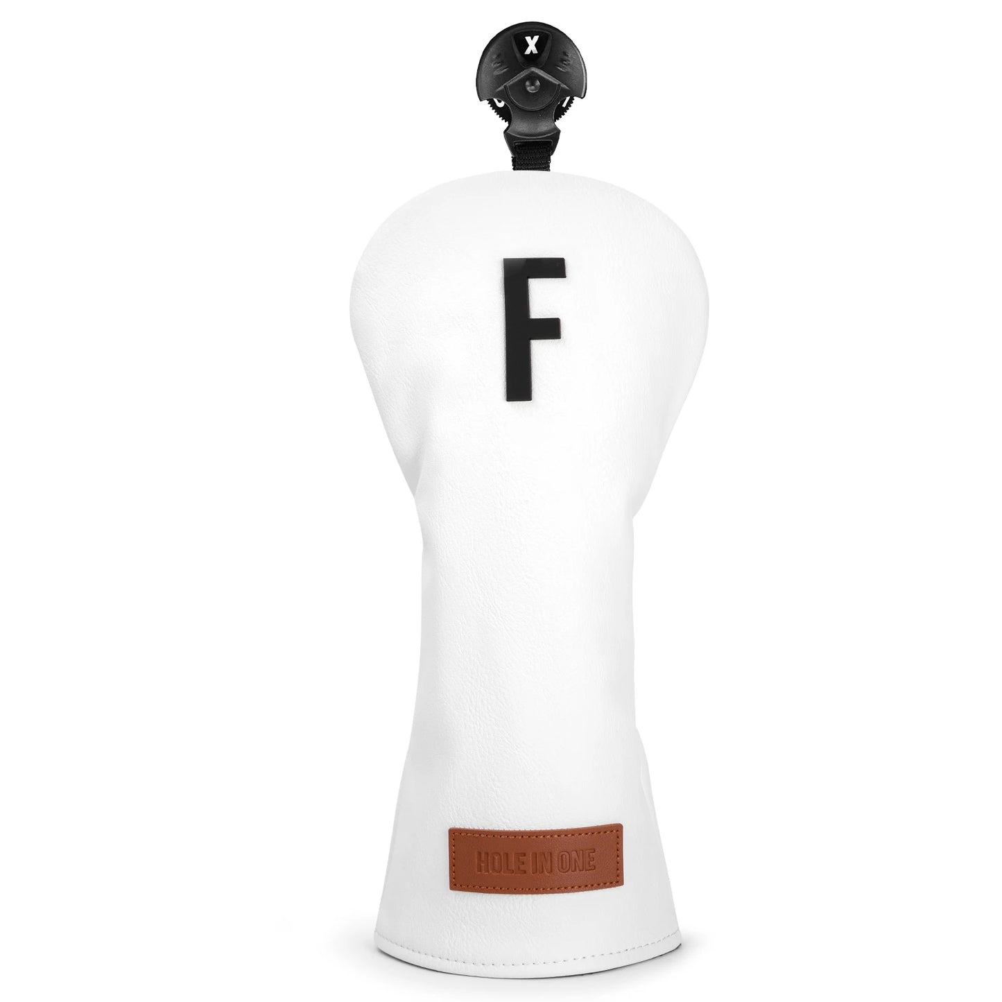 "Hole in One" White Premium Leather Golf Head Covers