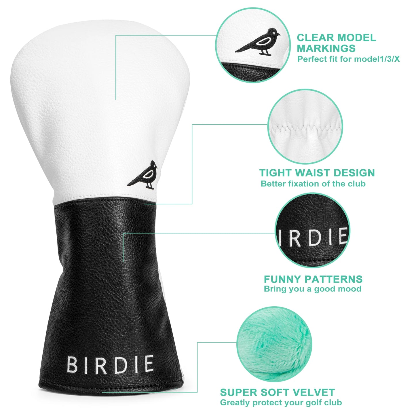 Elegant Leather Birdie Golf Head Covers