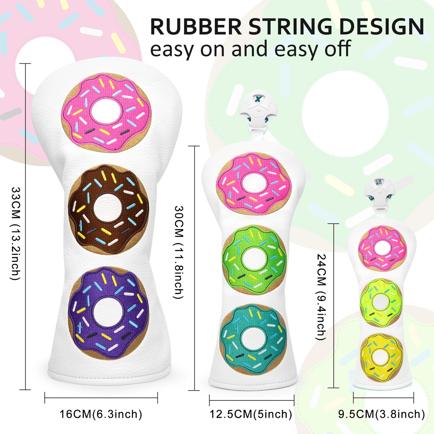 Colourful Donut Leather Head Covers