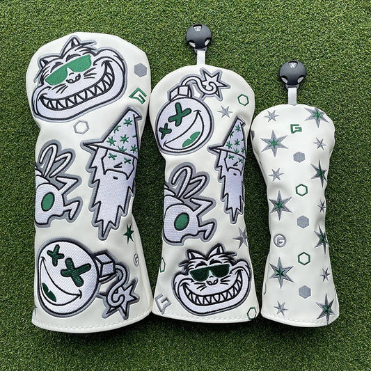 Fashion Bugs Wizard Head Covers (White & Black)