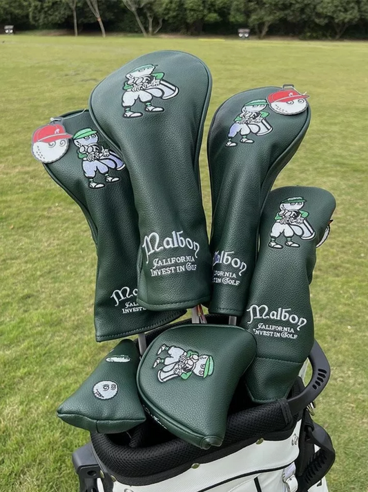 "Invest in Golf" Cartoon Head Covers