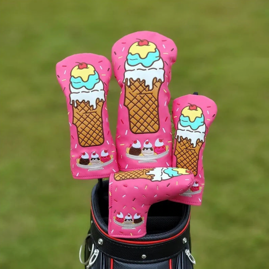 Ice Cream "Sundae" Head Covers (Pink & White)