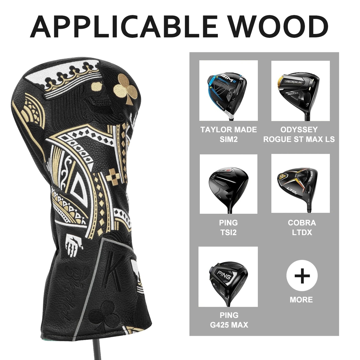 Black King Premium Leather Head Cover