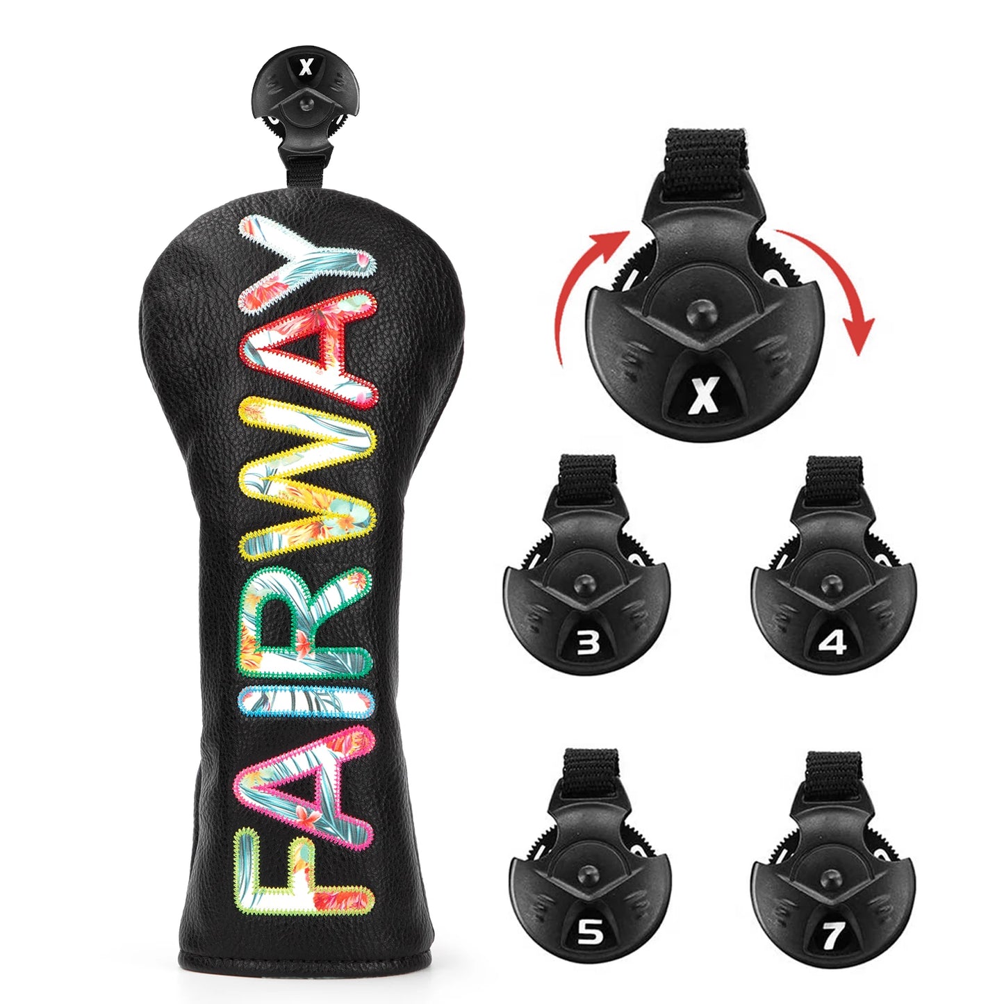 Black Colourful Premium Leather Head Covers