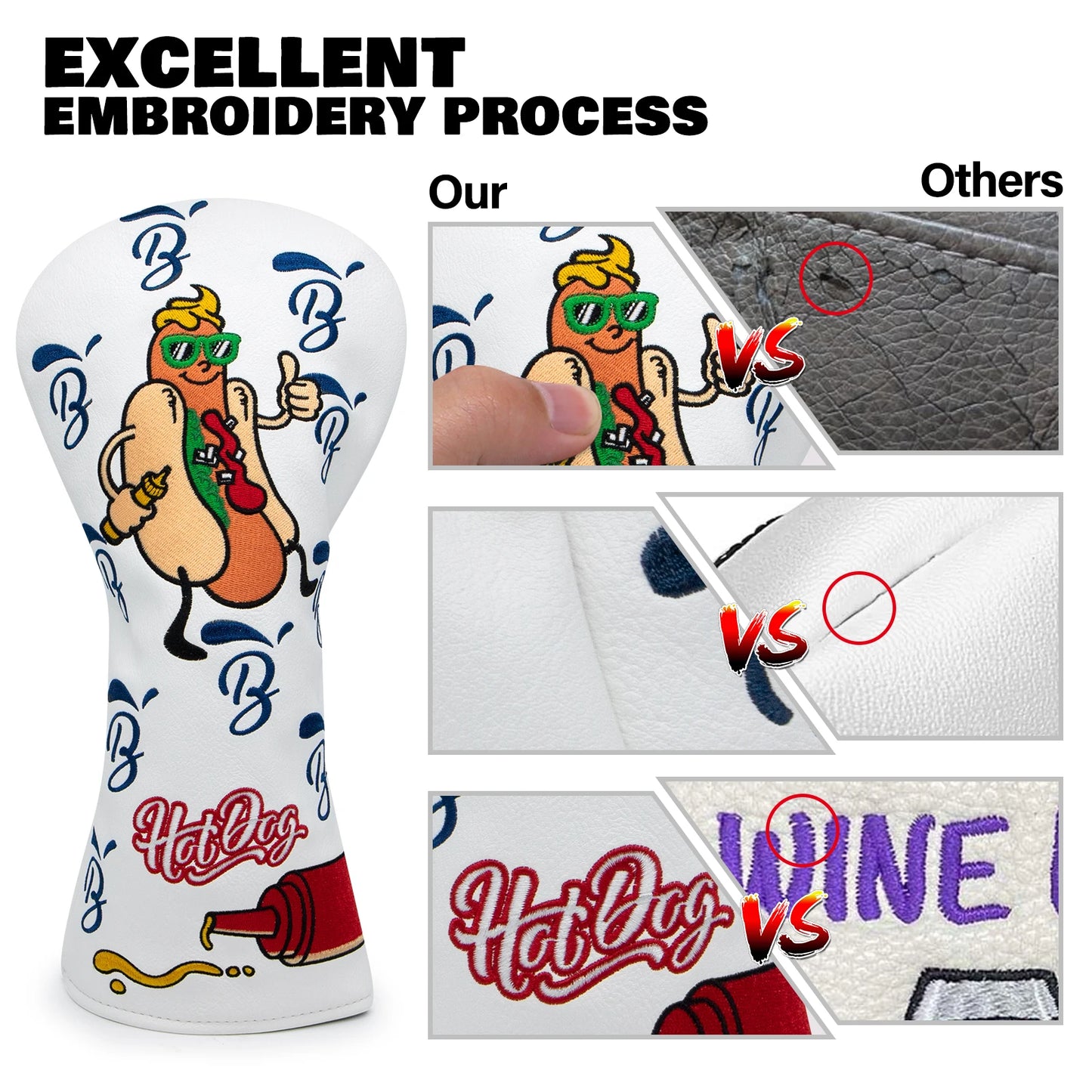 Hot Dog Head Covers (White)